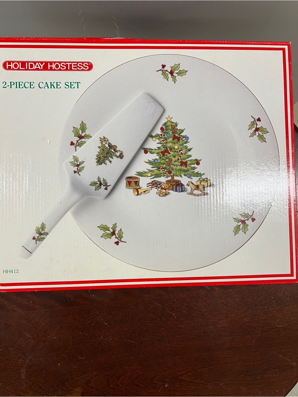 White Christmas Tree Cake Plate & Server Set